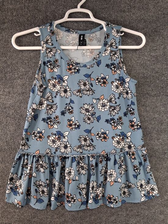 Agnes & Dora Tops - Agnes & Dora Tank Top Womens Medium Relaxed Ruffle Peplum Blue Floral Drop Waist